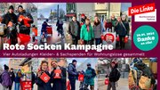 Foto-Collage der Rote Socken Kampagne vom Bezirksverband Pankow, am 20.1.24, an drei Standorten in Pankow