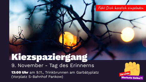 Illustration zur Einladung "Kiezspaziergang 9.11.2024" Illustration zur Einladung "Kiezspaziergang 9.11.2024"